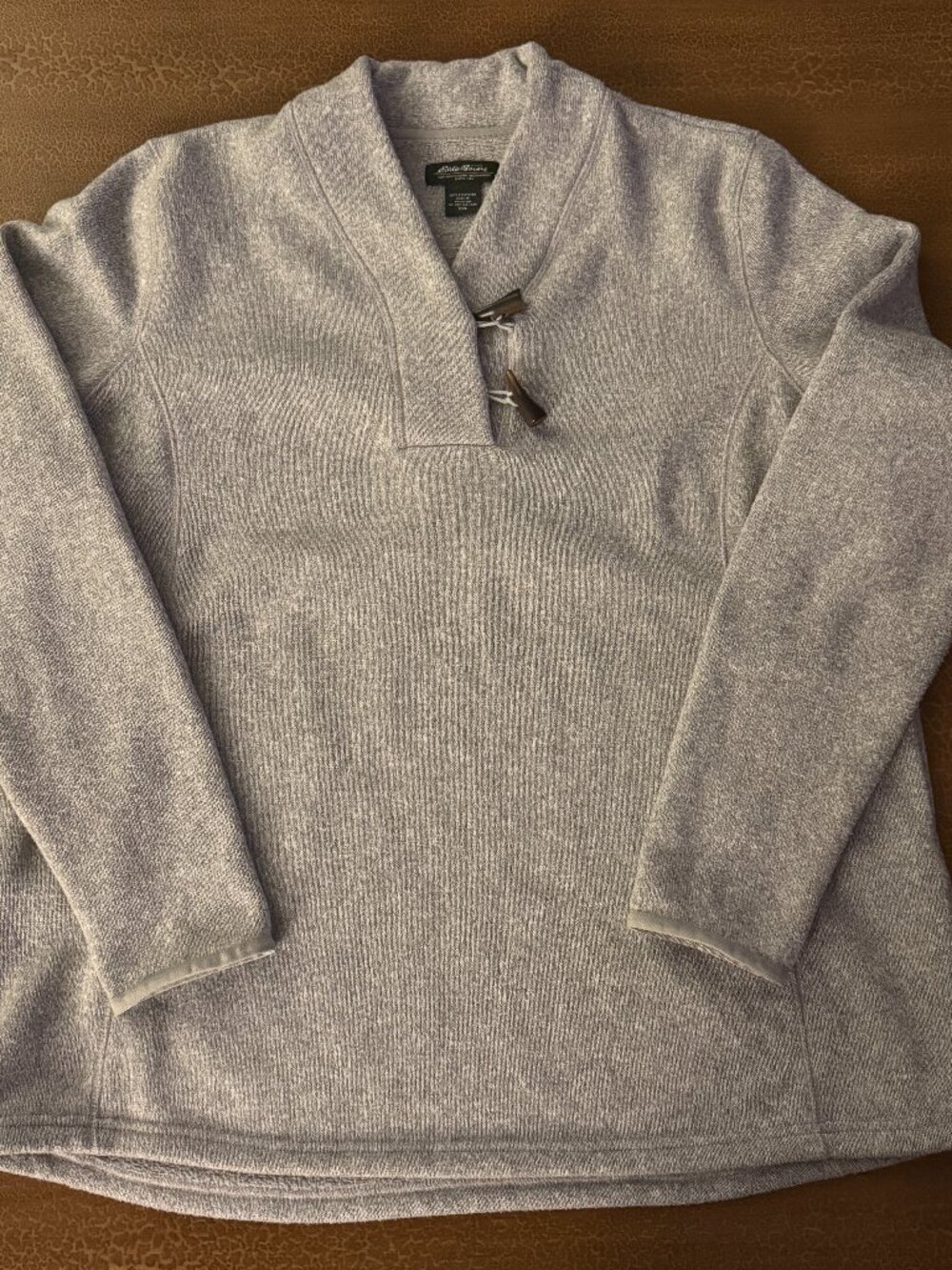 Eddie Bauer Grey Pullover Seater with Chunky Buttons V-Neck - Size XXL